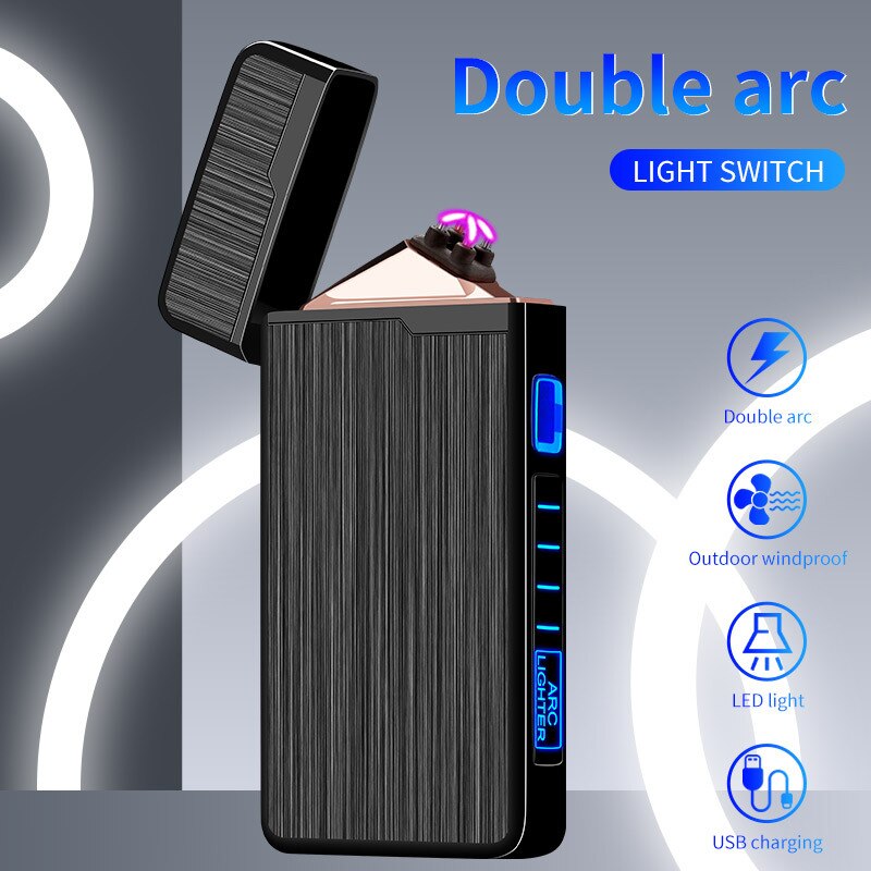 Metal Outdoor Electric Windproof Double Arc Lighter - Touch Induction Lighter